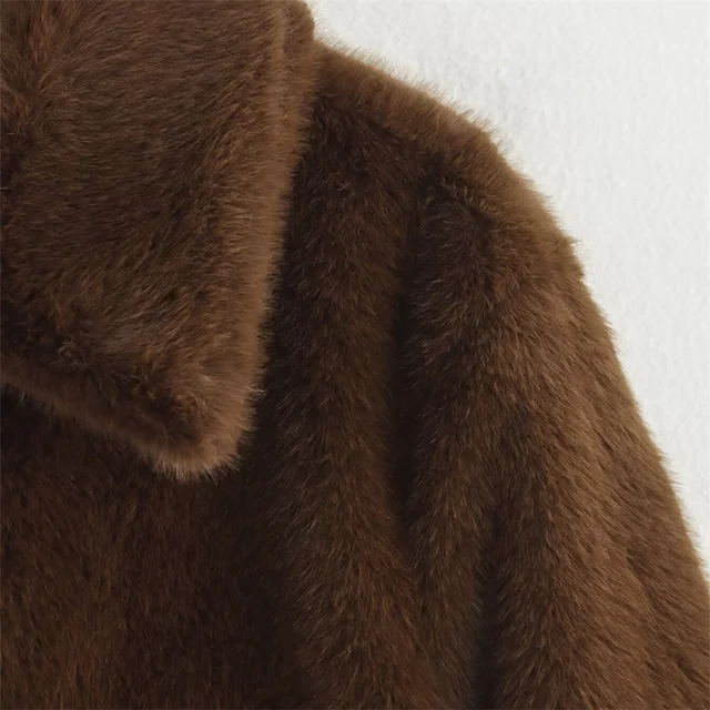2024 RARF loose lapel button embellished brown long sleeved jacket for women's autumn and winter collection 5
