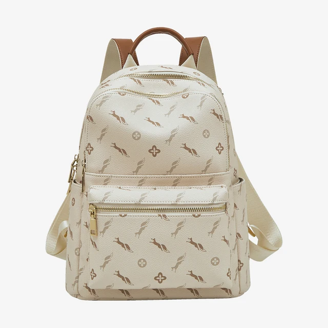 thumbnail image 1 of Mochila FOXER para mujer, con estampado de PVC exclusivo, mochila de viaje para mujer, mochila retro para ordenador portátil de negocios con monograma, 1 of 5