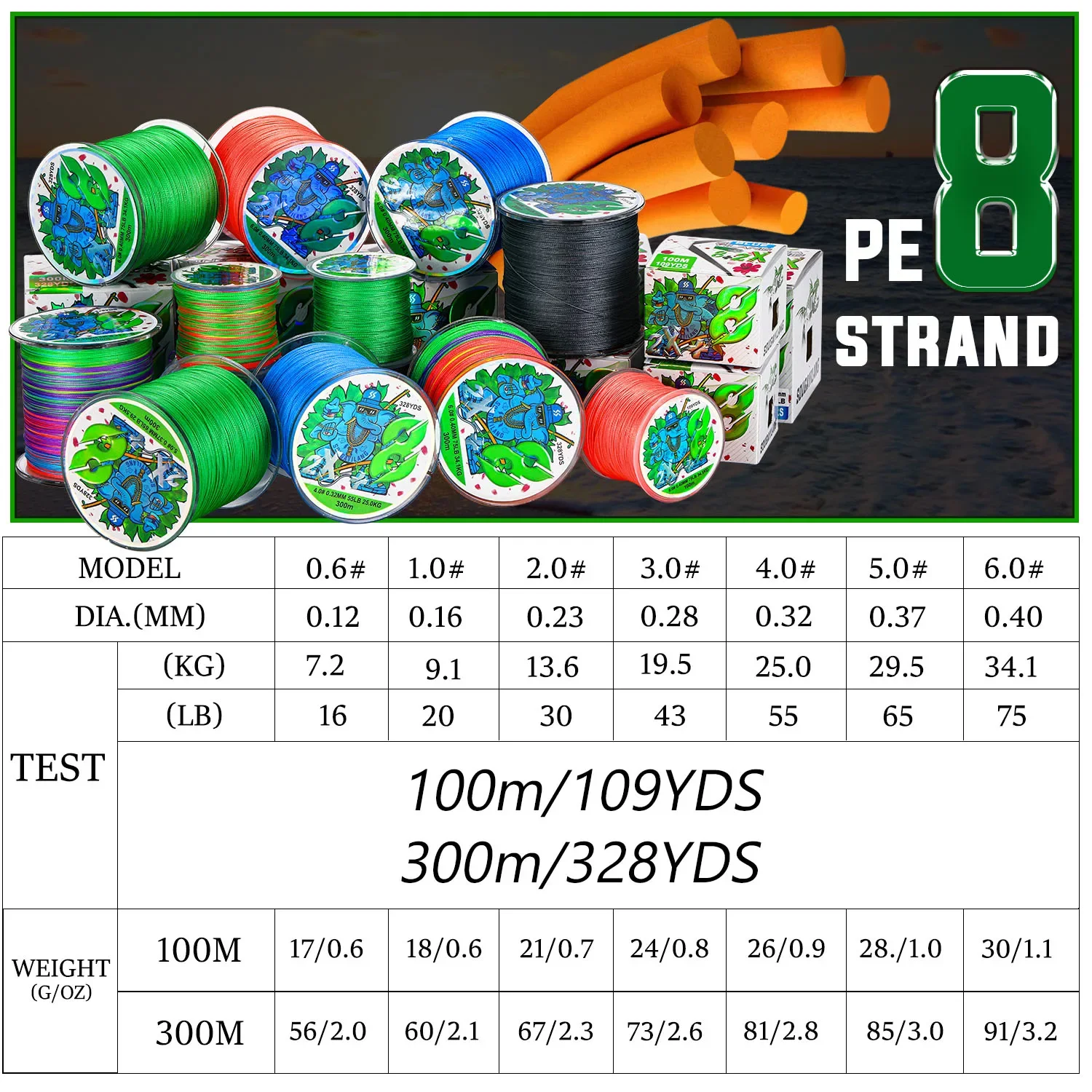 Fishing Line Sougayilang Braided Fishing Line X8 100/300m Drag 16~75Lb Japanese PE Line Freshwater Saltwater Fishing Accessories Pesca