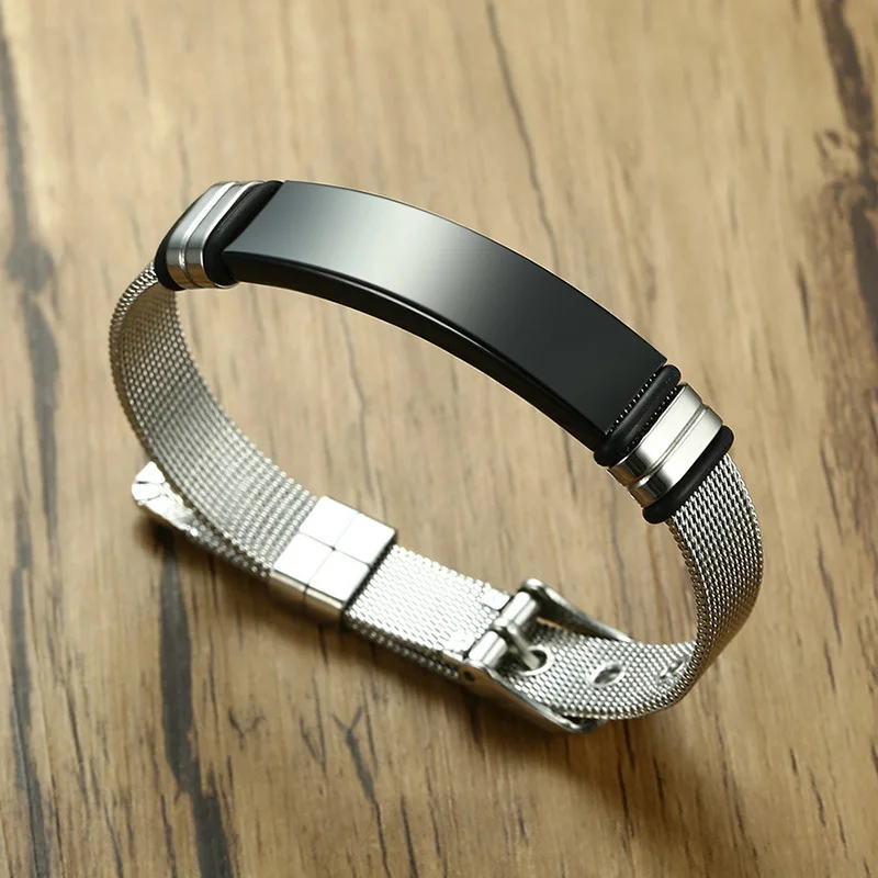 Stainless Steel Bracelet Personalized Bangle Slide Mesh Men