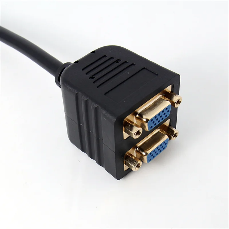 Gold Plated VGA 1 Male to Dual 2 VGA Female Converter Adapter Splitter Y Cable 0.25m vga cable adapter,vga cable,vga to hdmi converter,vga to av converter,vga extender splitter