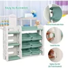 Kids Bookshelf with Toy Organizers and Storage, Multi-Purpose 4-Tier Shelf & 6 Removable Plastic Bins to Organize Books Toys 4