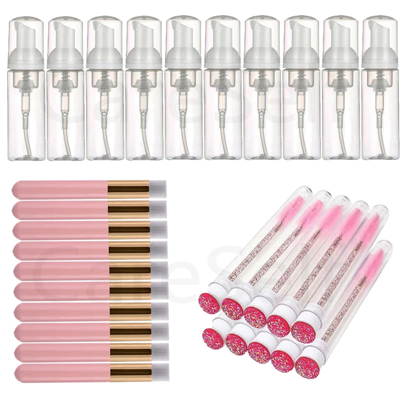 

30Pcs/Lot Lash Shampoo Brushes Empty Soap foam Bottle Set Include Eyelash Mascara Brushes Peel Off Blackhead Nose Cleanse