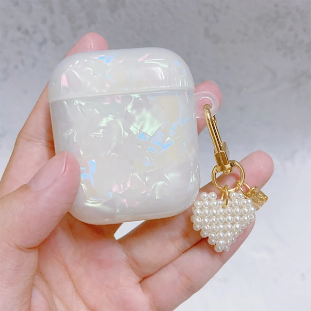Luxury Girls Pearl Shell Case for Apple Airpods 1 2 3 Case for AirPods Pro Case with Keychain Earphone Accessories Headphone Box color for AirPods 12