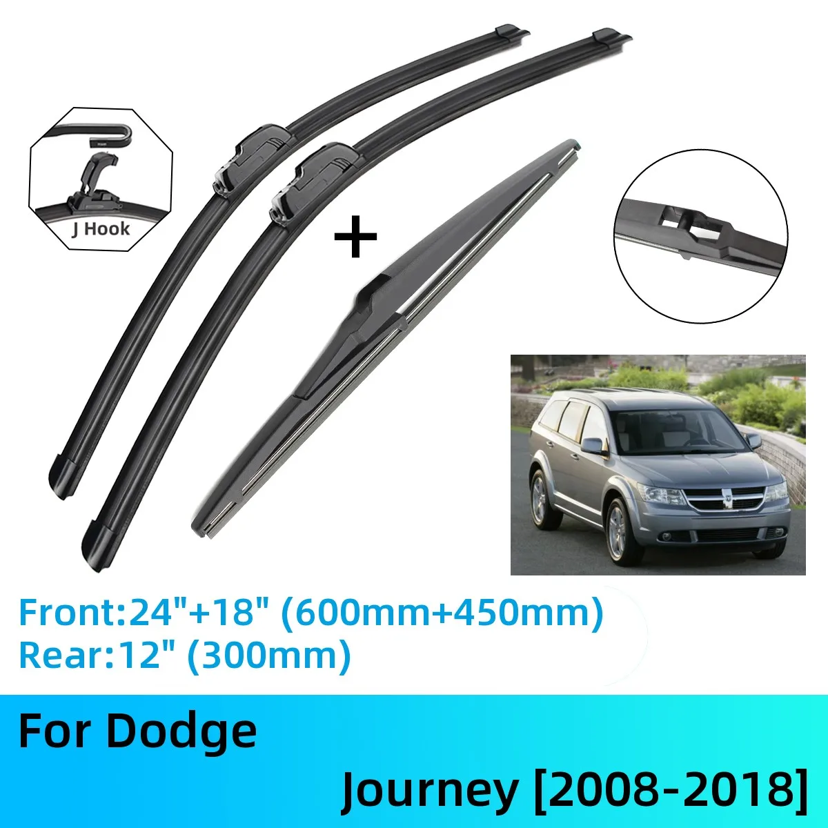 For Dodge Journey Front Rear Wiper Blades Brushes Cutter Accessories J