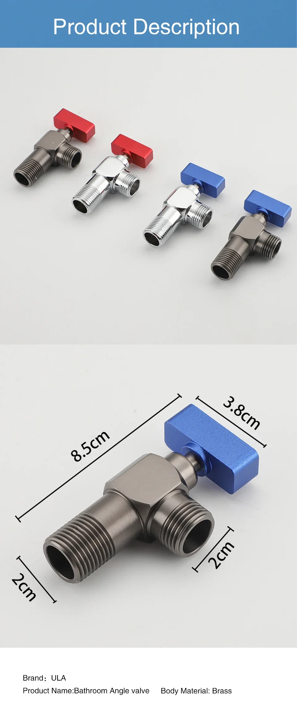 Description Picture 3 of itemFliger Brass Angle Valve Inlet Valves Diverter Valves Toilet Filling Valve Valve G1/2 Kitchen Bathroom Accessories