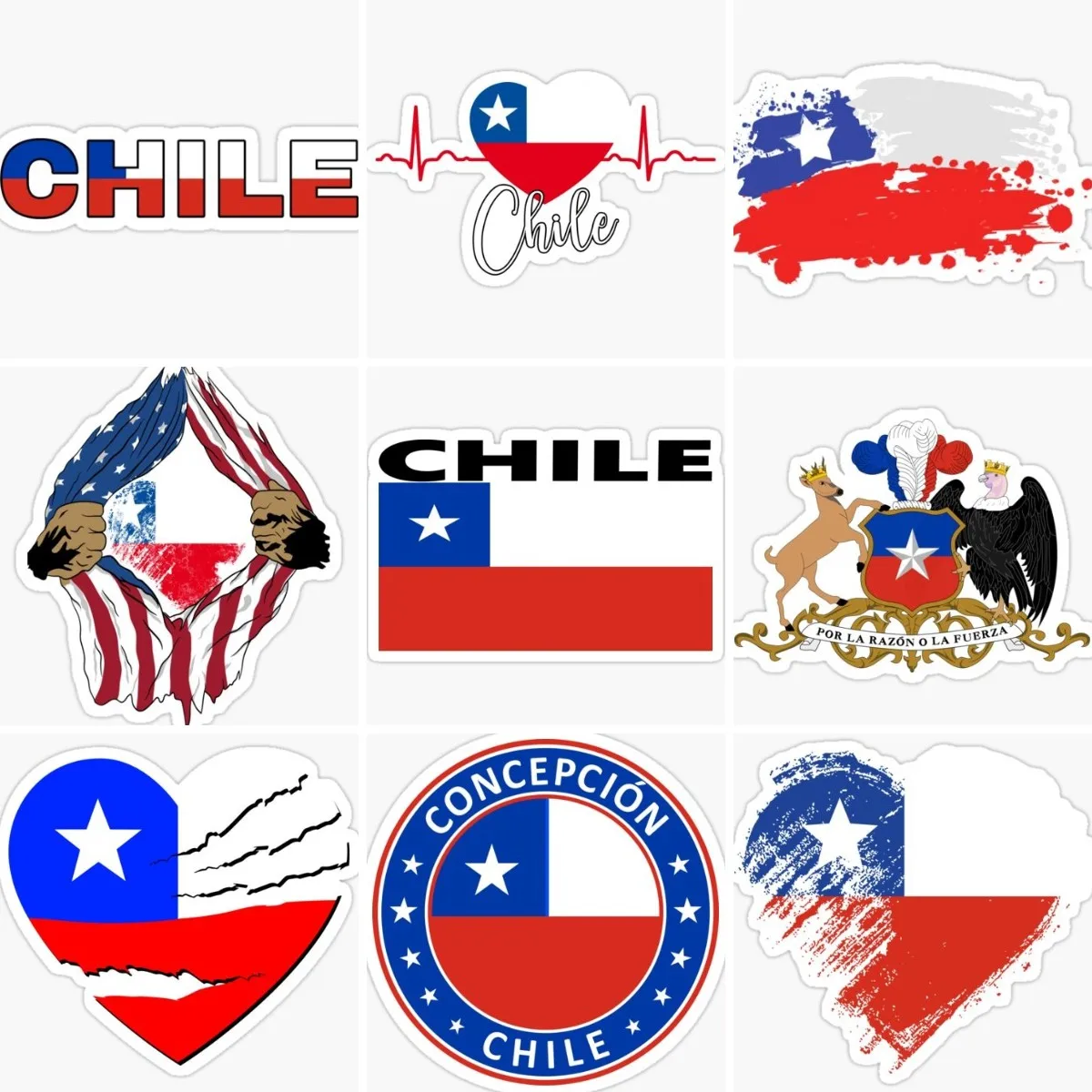 

Chile Flag Love Emblem Creative Stickers Car Motorcycle Laptop Bumper Truck Bicycle Wall Door Off-road Helmet Decal Assecories