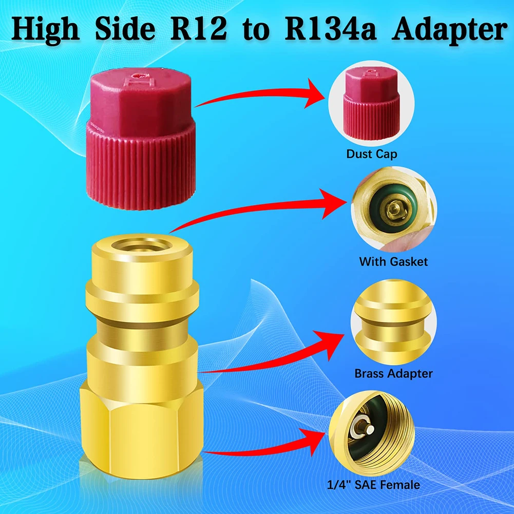 

2 PCS R12 To R134A Air-Condition A/C Filling Valve Fitting Port Adapter Retrofit High And Low Side Quick Coupler Car Accessories