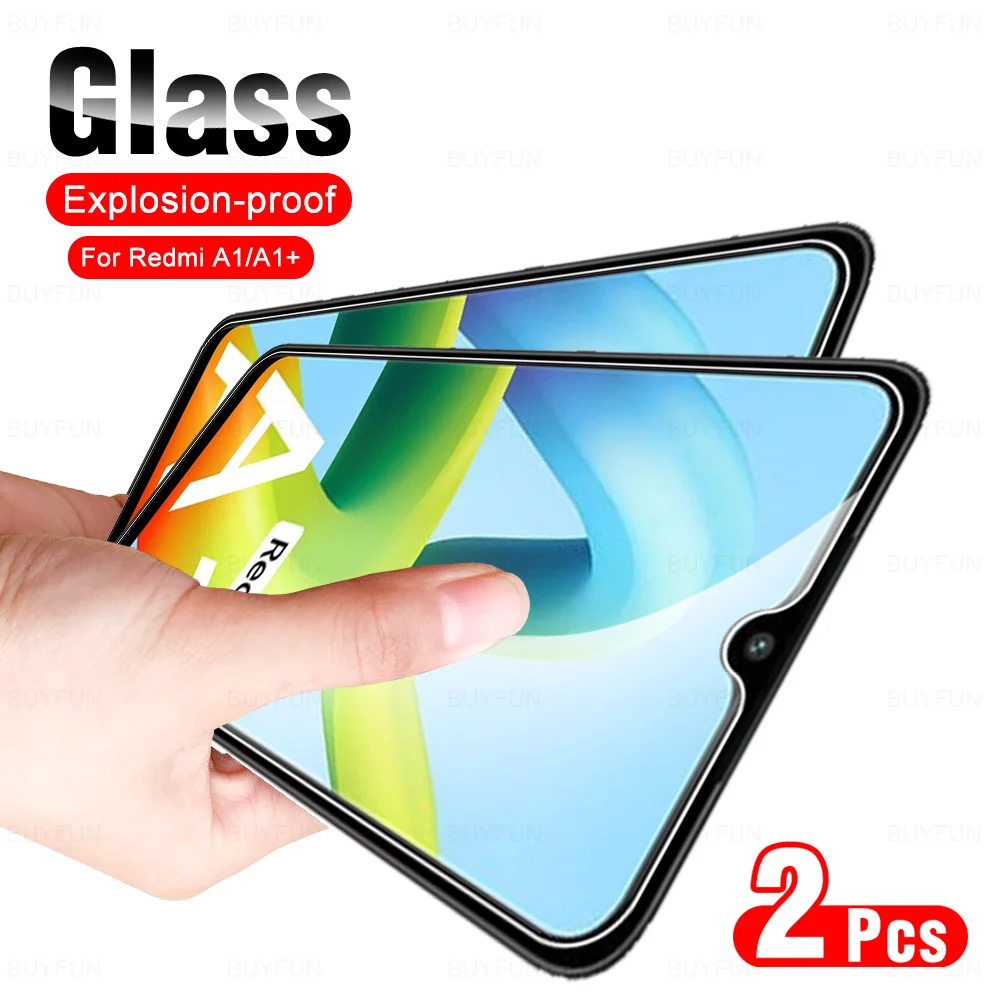 

For Xiaomi Redmi A1 Plus 4G 2PCS Tempered Glass Screen Protector MiA1 1A Mi A1+ RedmiA1 A1Plus 6.52'' Full Glue Protective Glass
