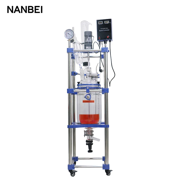 

Chemical double layer 10L jacketed lab reaction glass reactor price