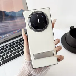 ELVEV Luxe Echte Leren Kickstand Hoes met Harde PC Frame