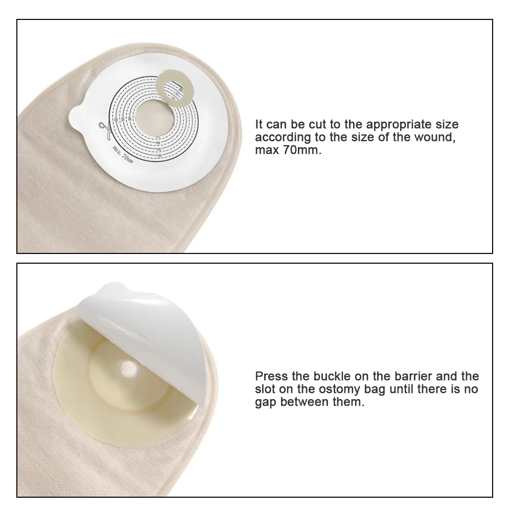 70mm 10pcs Bags One  Piece Ostomy Supplies Colostomy Bags Drainable Pouches with Hoop and Look Stoma Care 5