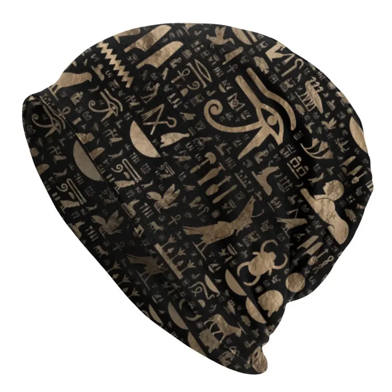 

Ancient Egyptian Hieroglyphs Bonnet Beanie Knit Hat Men Women Hip Hop Unisex Adult Egypt Art Winter Warm Skullies Beanies Cap
