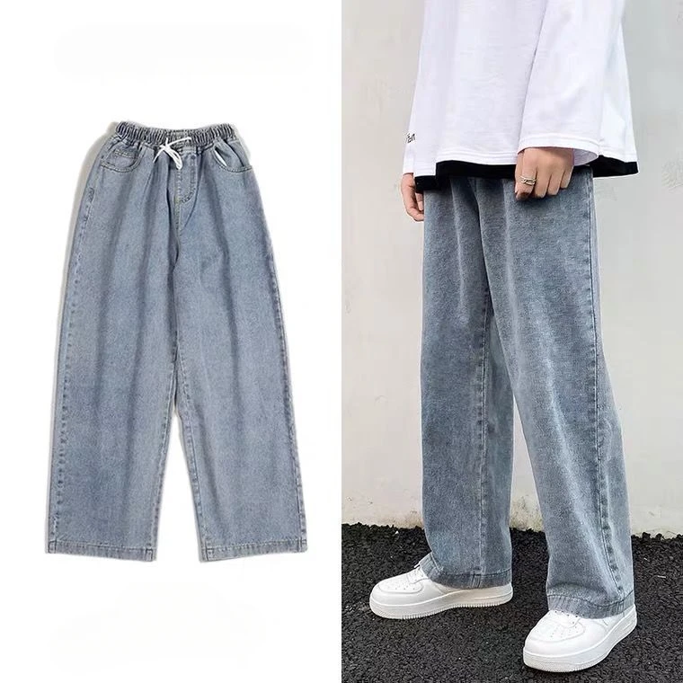 

2023 Business Cotton Spring Autumn Men's Jeans Men's Stretch High Waist Loose Wide Leg Fashionable Comfortable Casual Pants Z123