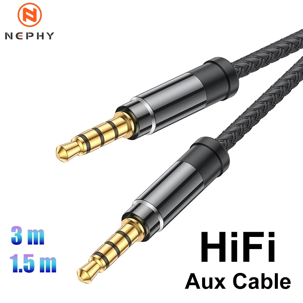Premium 3.5mm TRRS Aux Cable - 4-Pole Male-to-Male Audio Cord, 3-Meter Length