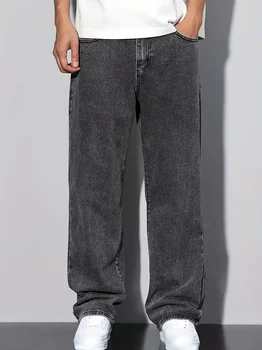 2025 New Style Streetwear Straight-Leg Jeans for Men, Fashionable Straight-Leg Loose-Fit Denim Pants 1