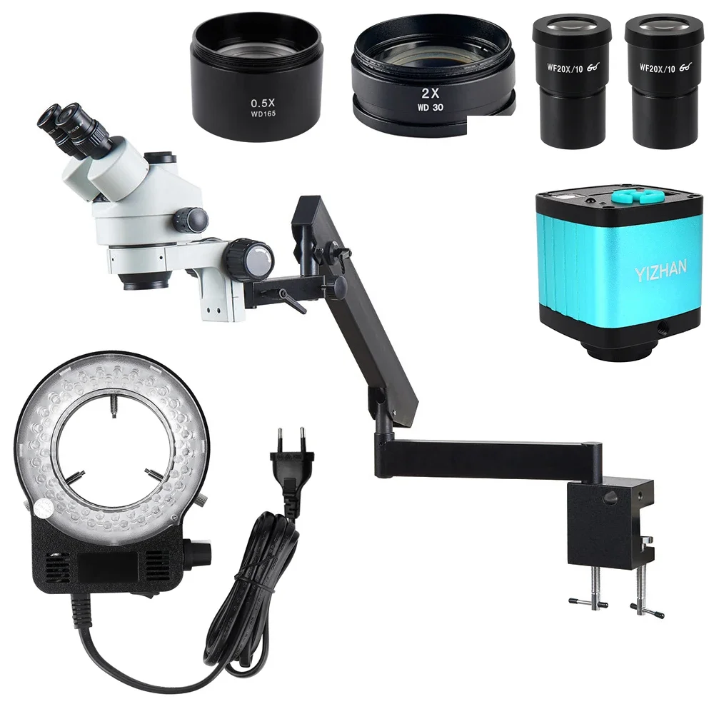 

Confocal Stereo Trinocular Microscope LED Light Video Ca mera Magnifying Glass TV Repair Industrial Engineering Microscope