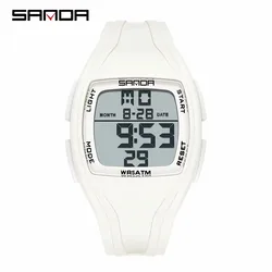 SANDA Fashion Women's Waterproof LED Digital Wristwatch with Stopwatch and Shockproof Features (WHITE)