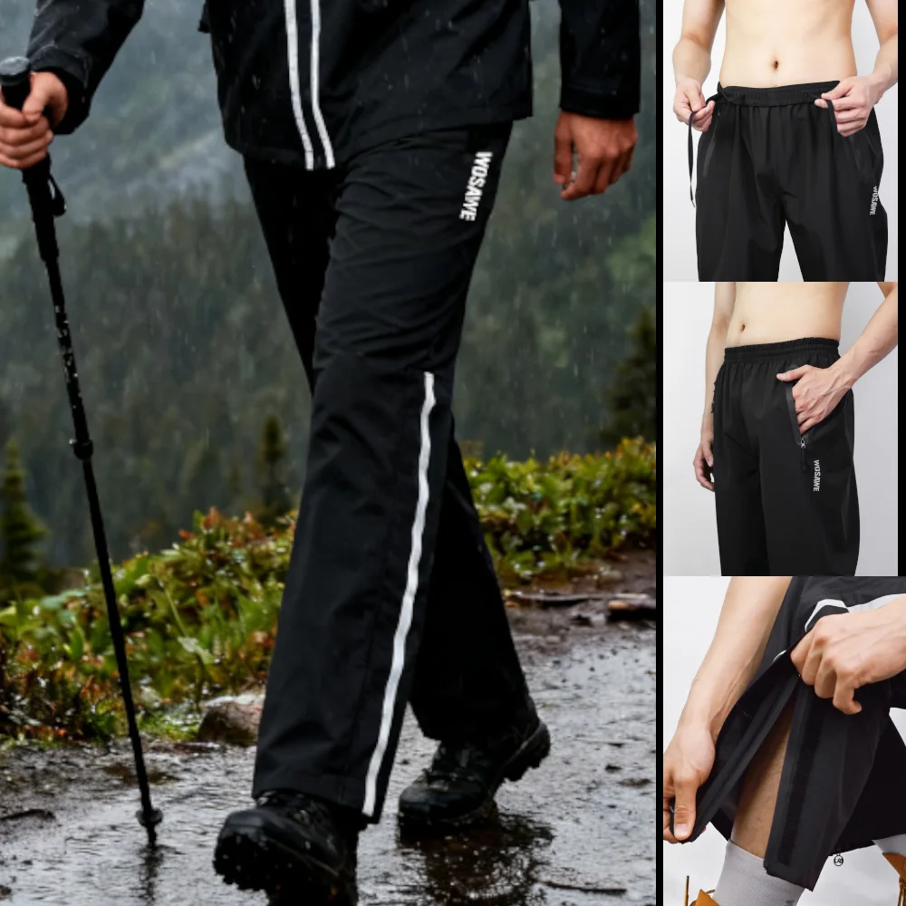 WOSAWE Hiking Rain Pants Outdoor Waterproof Pants Motorcycle