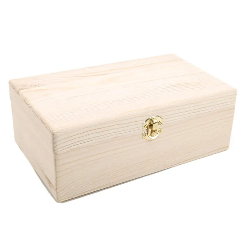 Rectangular Wooden Storage Box Buckle Hinged Boxes Wooden Gift Box Gift Packing Jewelry Case Box Home Sundries Storage Box