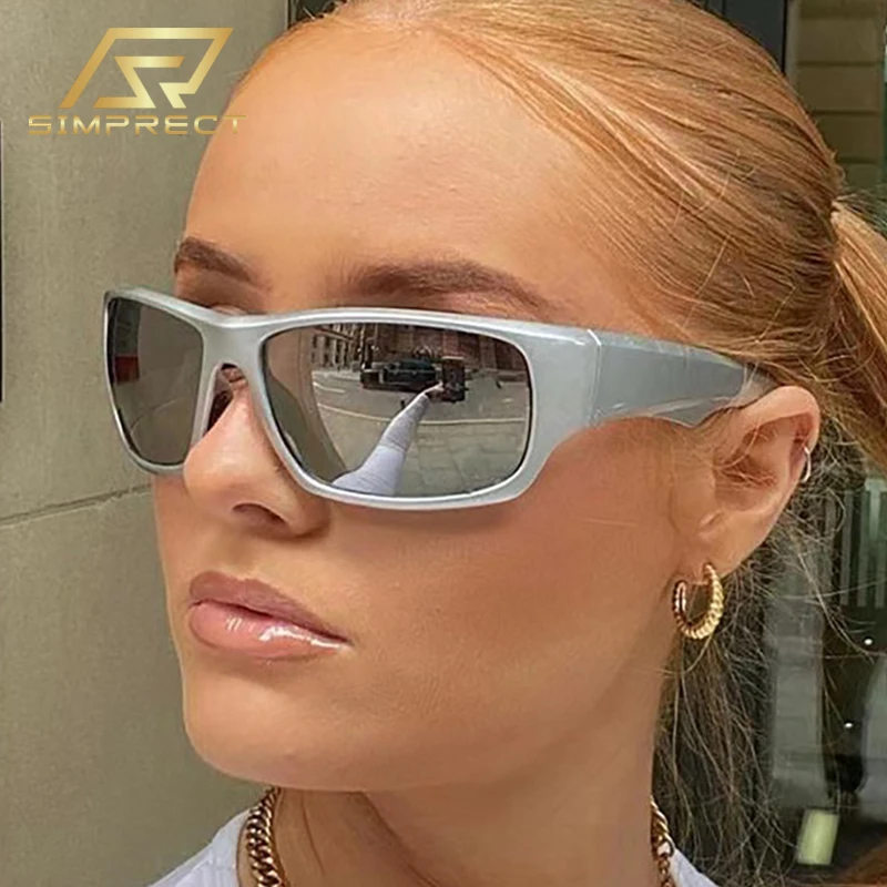 

SIMPRECT Y2K Rectangle Sunglasses Women 2023 Luxury Brand Designer Quality Sun Glasses Square Shades For Women zonnebril dames