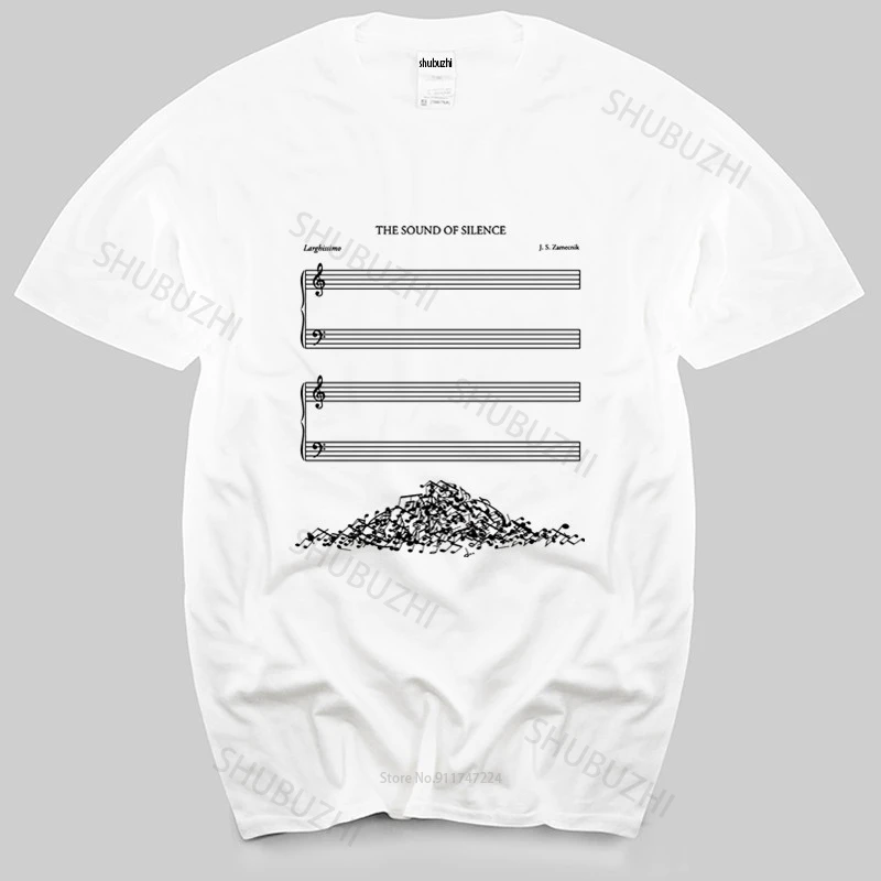 Uomini Marca Teeshirt The Sound Of Silence T Shirt Sheet Music Visual Puns Punny Simon E Garfunkel New Cotton Man T Shirt
