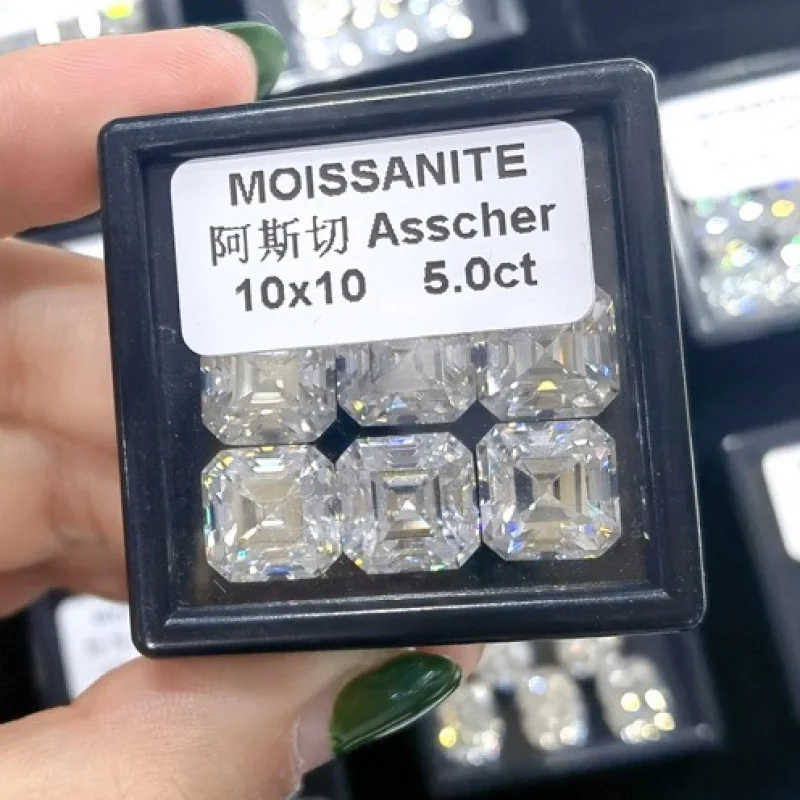 

GRA Asscher огранка, цветной Муассанит, незакрытый камень, оптовая продажа с завода