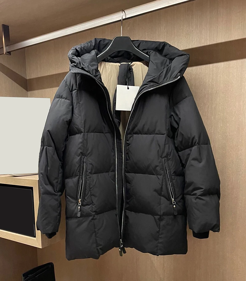 

2022 Winter Overcoat Duck Down Warm New Feather Thick Long Sleeve Casual Oversized Zipper Hooded Coats Puffer Down Jacket Women