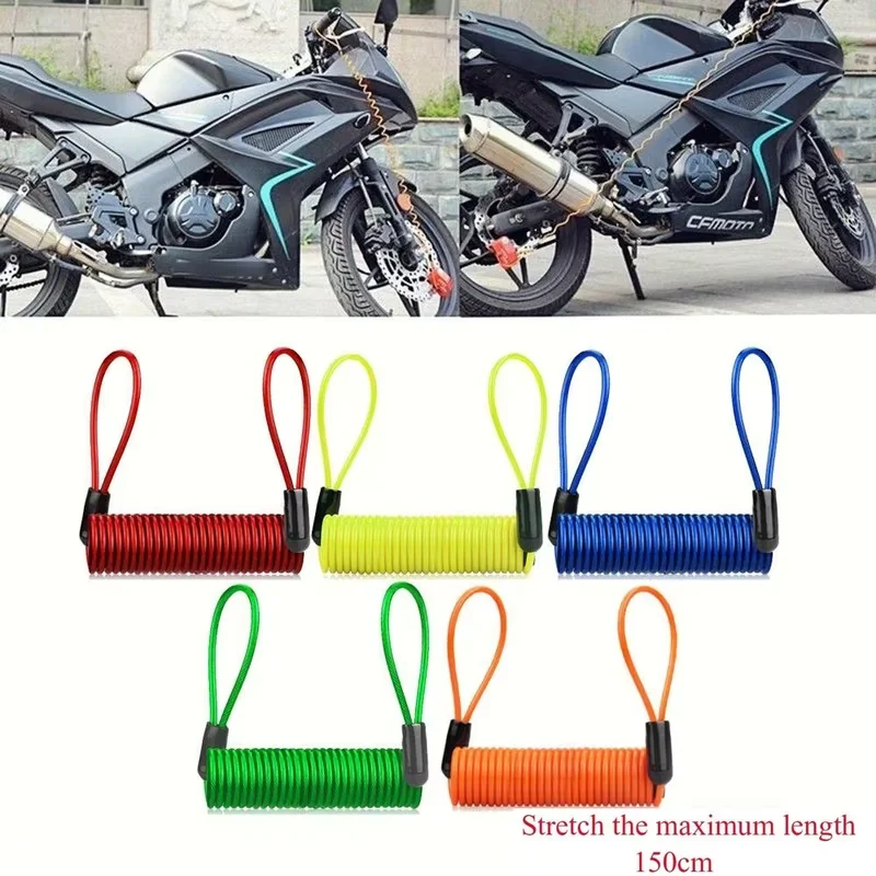 Bicycle Lock Bike Spring Cable Anti-Theft Rope Alarm Disc 120-150cm Motorcycle Theft Protection