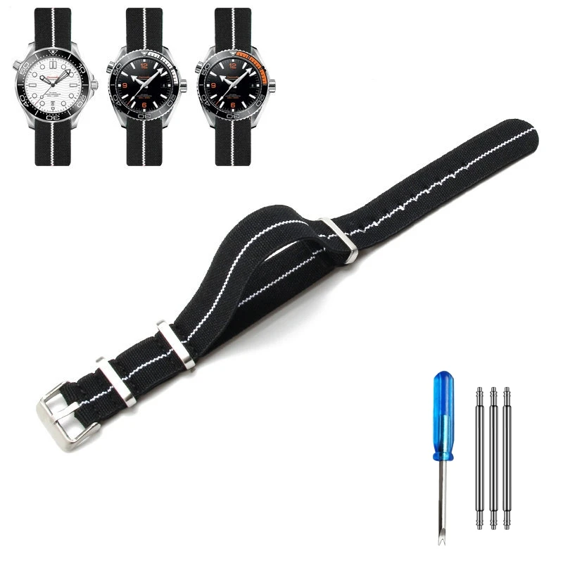 Elastic Nylon NATO Watch Strap - Multi-Size Diving Universal Bracelet