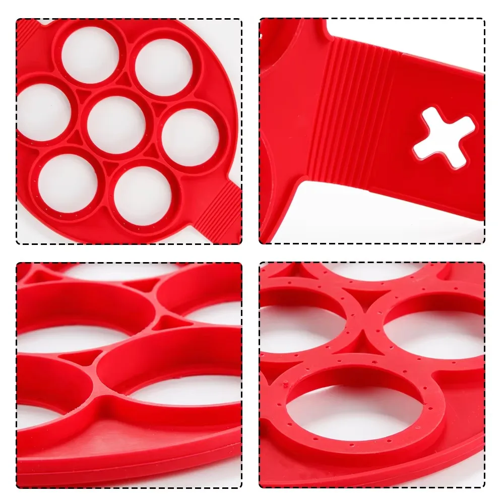 1 piece pancake maker non-stick silicone pancake mold 7 holes ordinary round omelette clamshell pan pancake kitchen tool