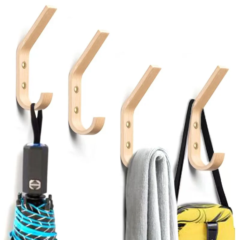Nordic Natural Wood Clothes Hanger Key Holder Creative Porch Wall Hanging Wooden for Coat and Hat Hook Home Decoration 4