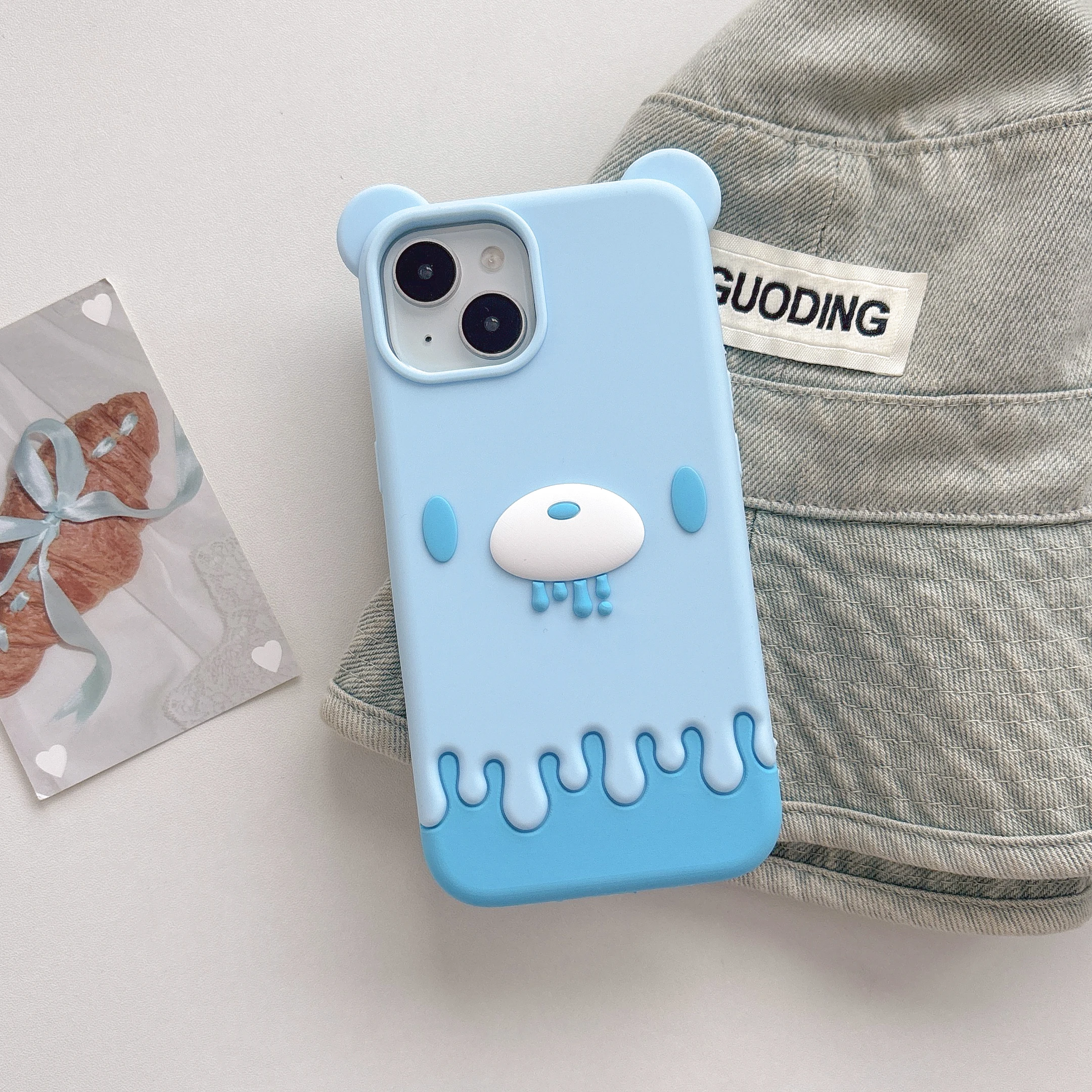 Adorable Bear 3D Silicone Shockproof Phone Case - Cute Cartoon Design