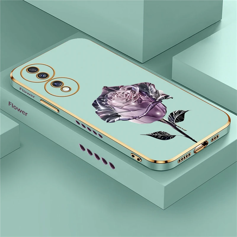 Luxury Plating Silicone Flower Shockproof Phone Case Cover