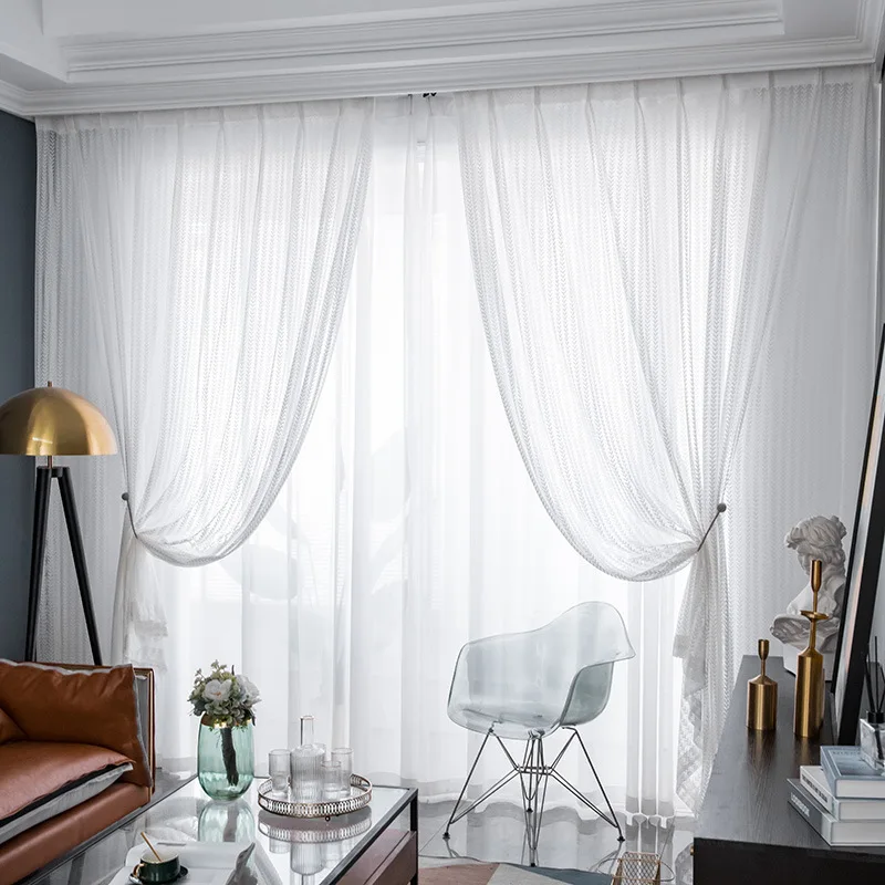1PC Japanese Lace Gauze Wheat Hollowed Out Curtains for Living Room 4