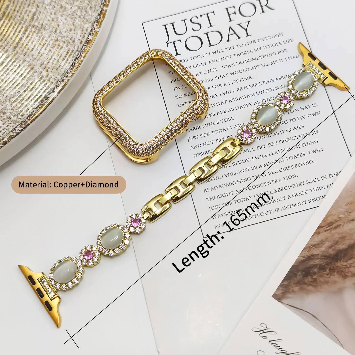 Luxury Zircon Bracelet with Fashionable Copper Metal Strap