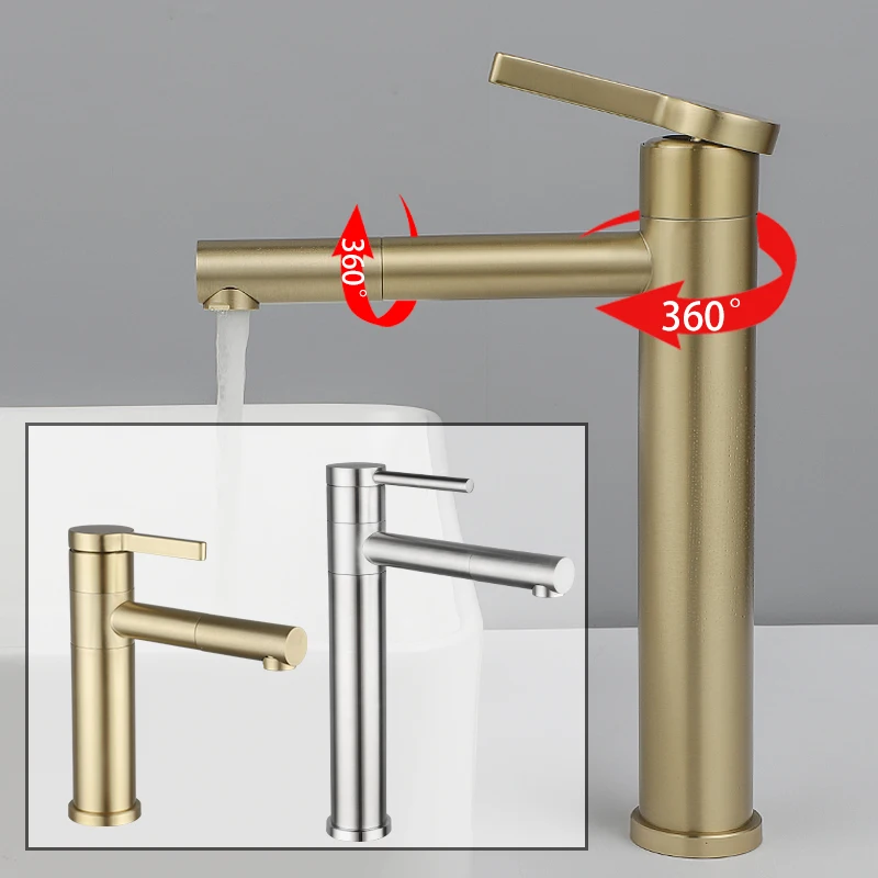

Avapax Gold Basin Faucet Stainless Steel Bathroom Faucet Crane 360 Degree Rotate Waterfall Faucet Hot Cold Water Mixer Tap