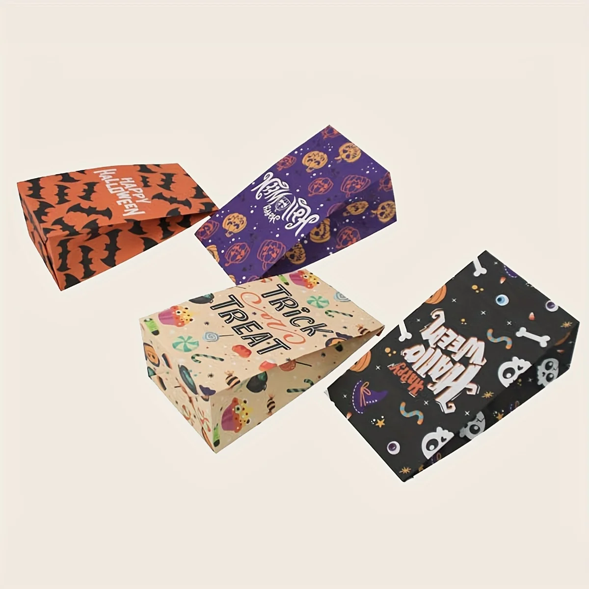 24pcs-Halloween Kraft Paper Gift Bags - for Party FavorsTrick or TreatBirthday, and Craft Supplies -24 bags+24 circular stickers