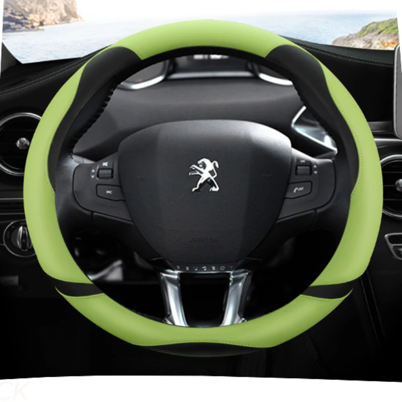 Voor Peugeot 2008 2013-2018 Jaar Auto Stuurhoes Koolstofvezel PU Leer