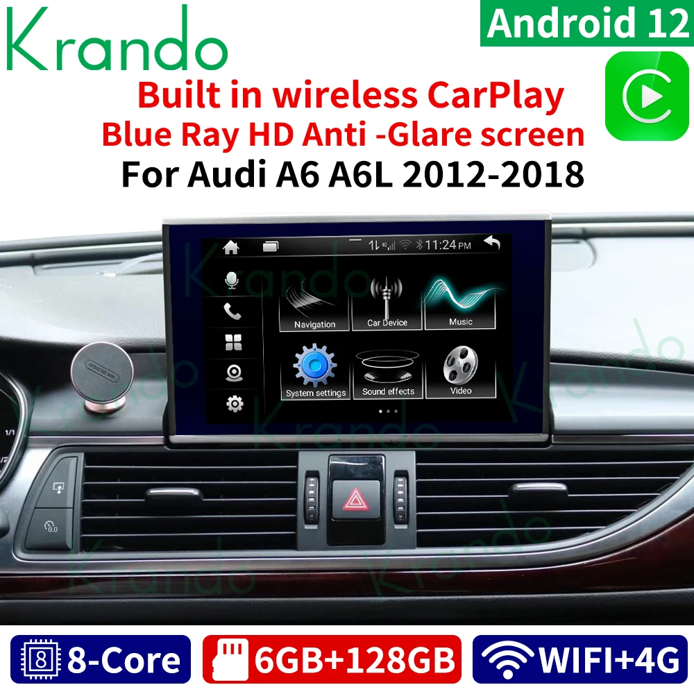 Krando 8.4 ''Android 12.0 Autoradio Per Audi A6 S6 A7 C7 Rs7 Rs6 S7 2012 - 2018 Pc Wireless Carplay Navigation Gps Head Unit