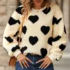 Korean Reviews Many Clothes Winter Plush Love Printed Loose Long Sleeved Round Neck Pullover Sweatshirt Valentine'S Day кофта 4