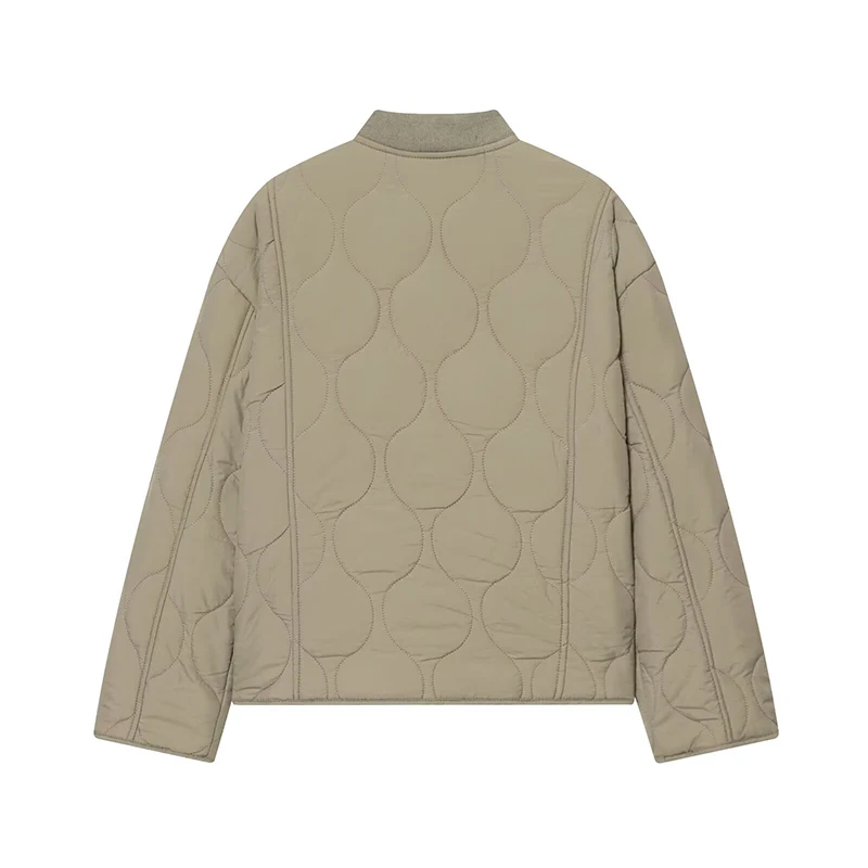 Women Autumn Casual Quilting Cotton Jacket Long Sleeve Single Breasted With Pockets Winter Vintage Loose Warm Short Parka Coat ﻿