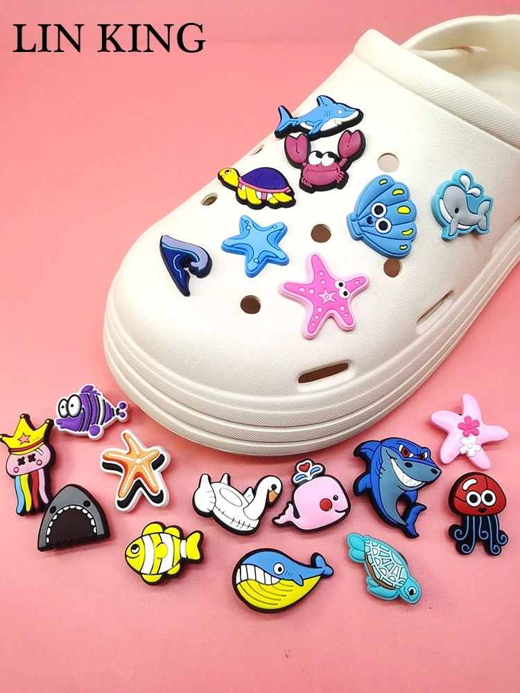 Kawaii Ocean Style Shoe Charms Crab Starfish Shark Buckle Decor Funny