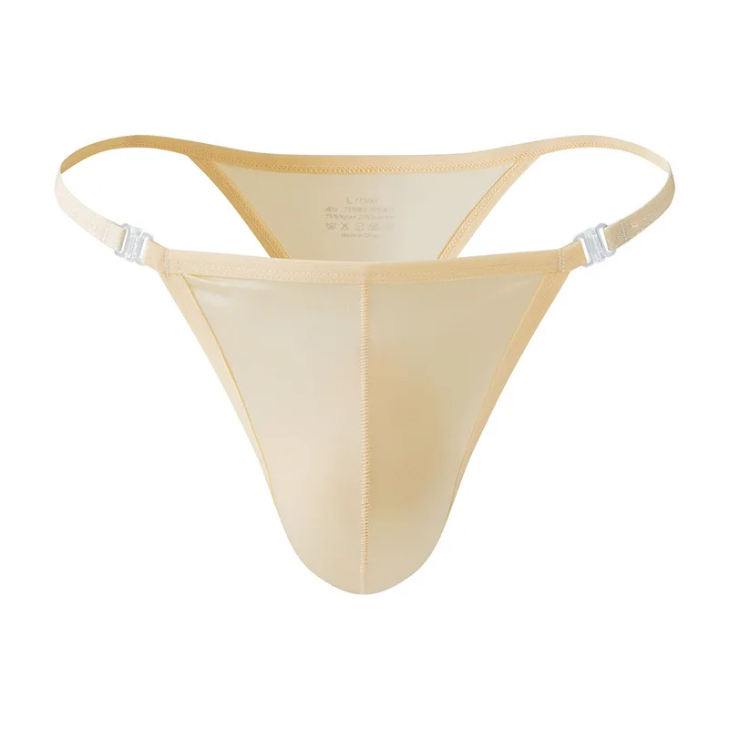 Men's Sexy Hot thongs High-Slit Hollow Gay Underwear men Buckle Ice Silk Briefs Sissy Comfortable Accessories Lingerie