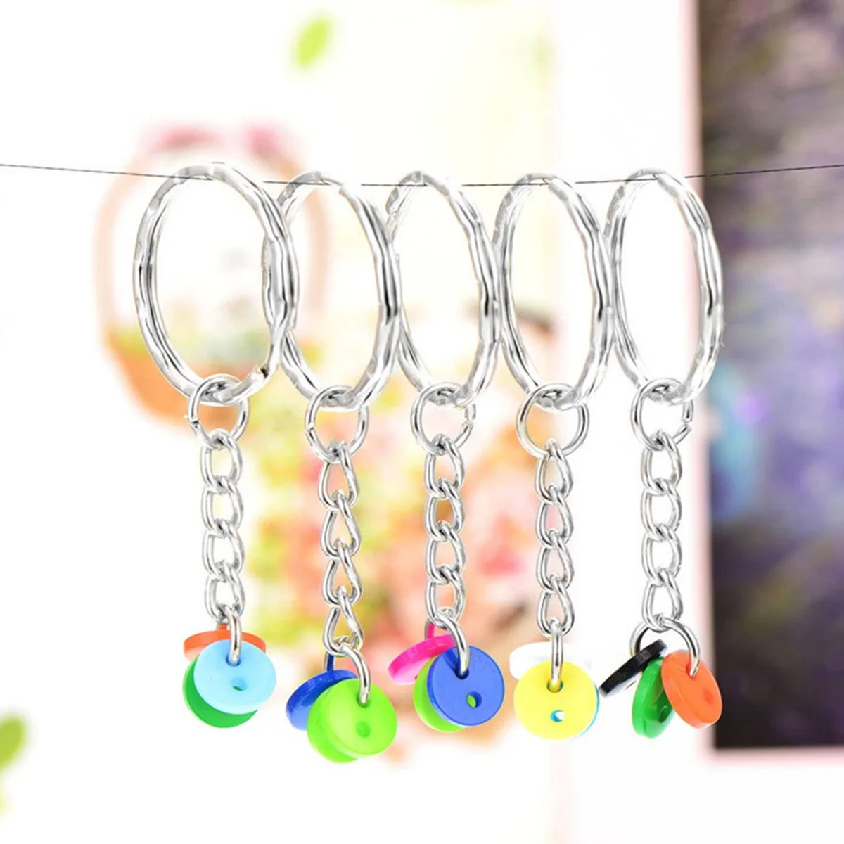 Keychain Rings Metal Blank Keyring Split Key Ring with 100Pcs Jump Rings & 100Pcs Screw Eye Pins for Organizing Keys Jewelry