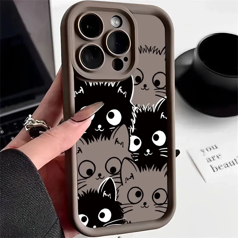 Shockproof Soft Silicone Phone Case with Cute Cartoon Cat Design