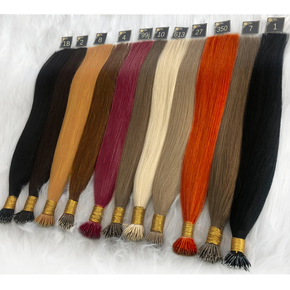 100 Ciocche di Extension per Capelli con Anelli Nano e Micro Links, Biondo Naturale, Cheratina in Capsule, Capelli Umani Remy Lisci con Micro Perline - immagine 6
