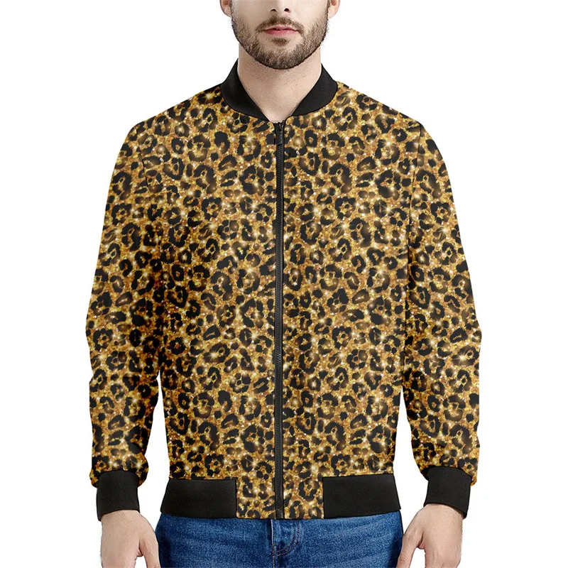 thumbnail image 1 of Chaqueta con cremallera y estampado de leopardo colorido para hombre, abrigo con personalidad con estampado 3D, chaquetas casuales de gran tamaño, ropa de calle, mangas largas, 1 of 5