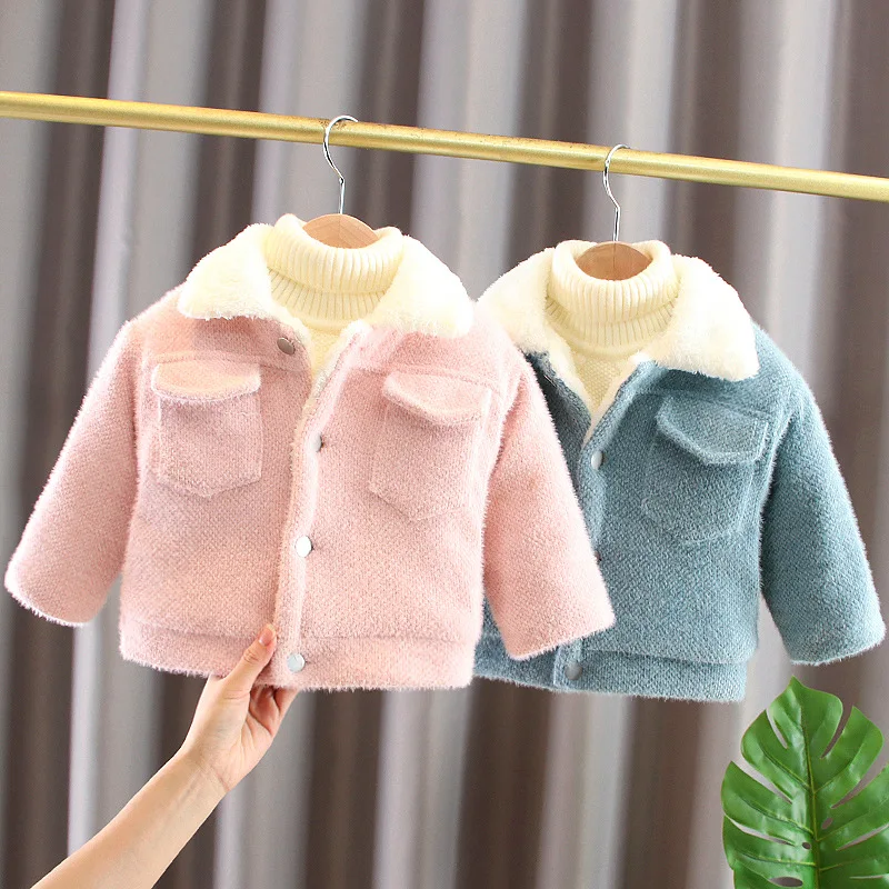 

LZH 2022 Autumn Winter Girls Woolen Jackets Fashion Laple Solid Thicken Cotton Clothes For Child Girl Coat 1-2-3-4-5 Years Old