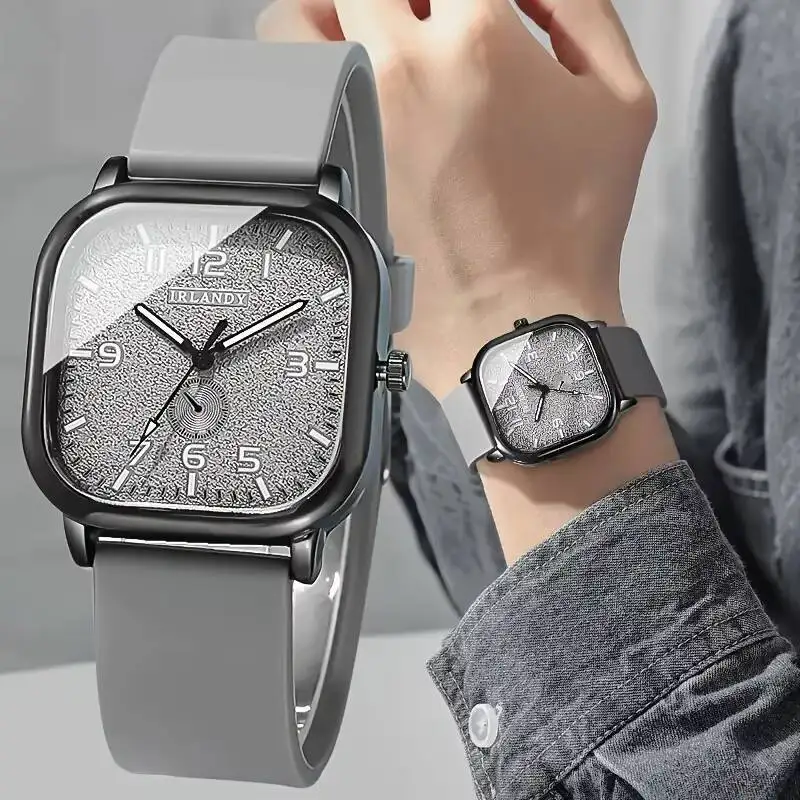 Fashion Square Women Quartz Watch Casual Silicone Strap Sports Wristwatch For M…